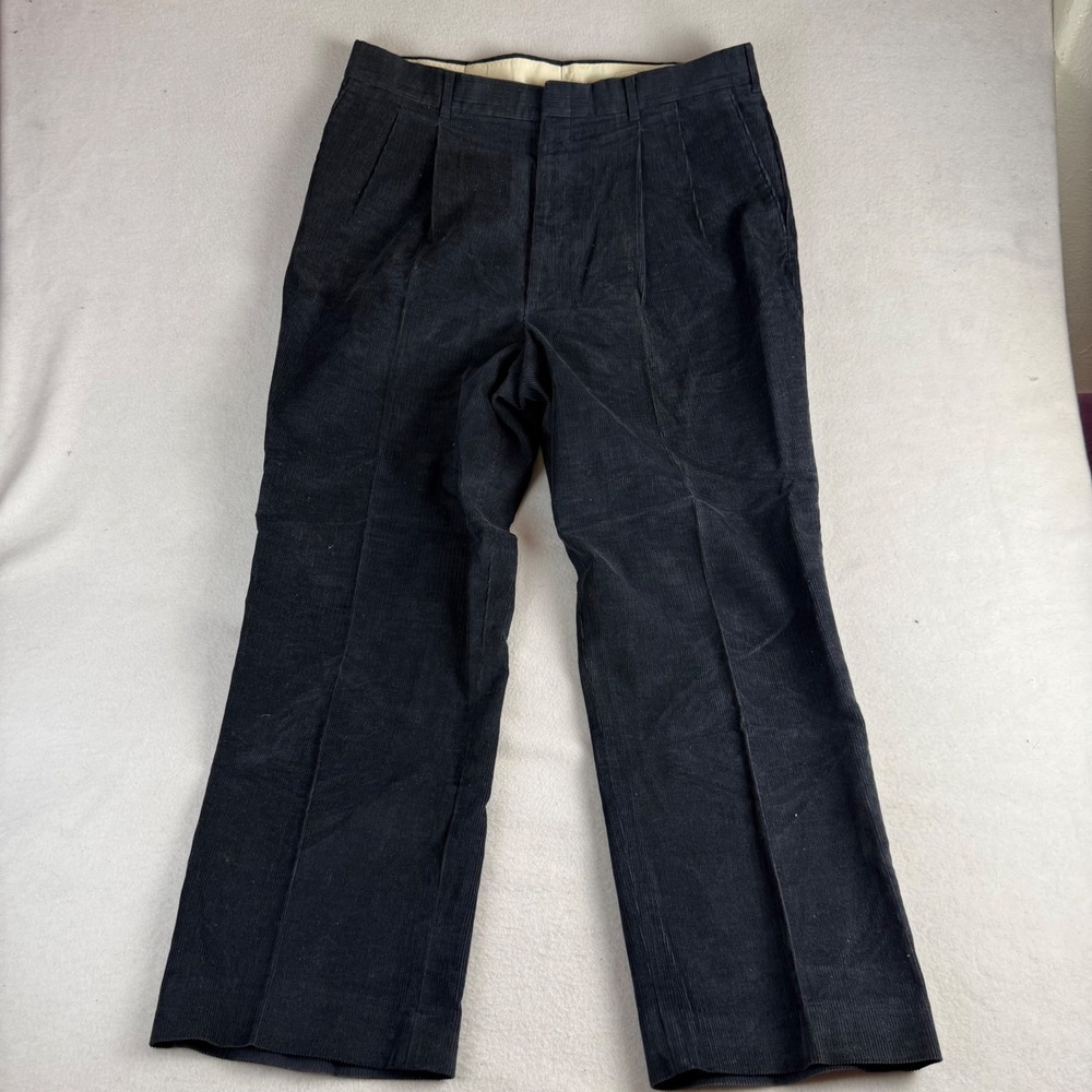 Reed St James Mens Pleated Corduroy Trousers Navy Blue 38x30 Straight Leg‎ 03364